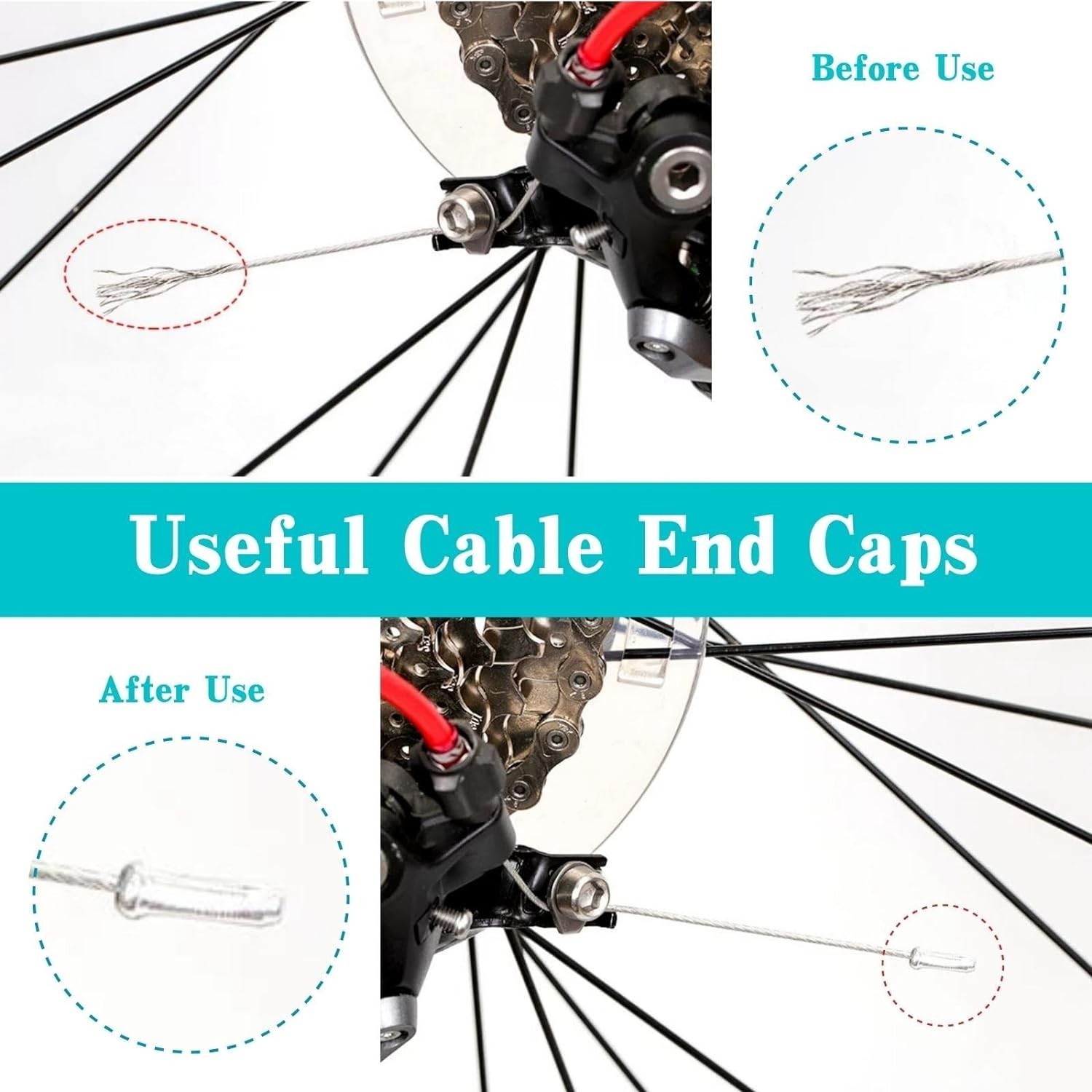 Versatile 100PCS Bike Cable End Caps – Fit 1mm to 1.8mm Cables, Durable Crimps