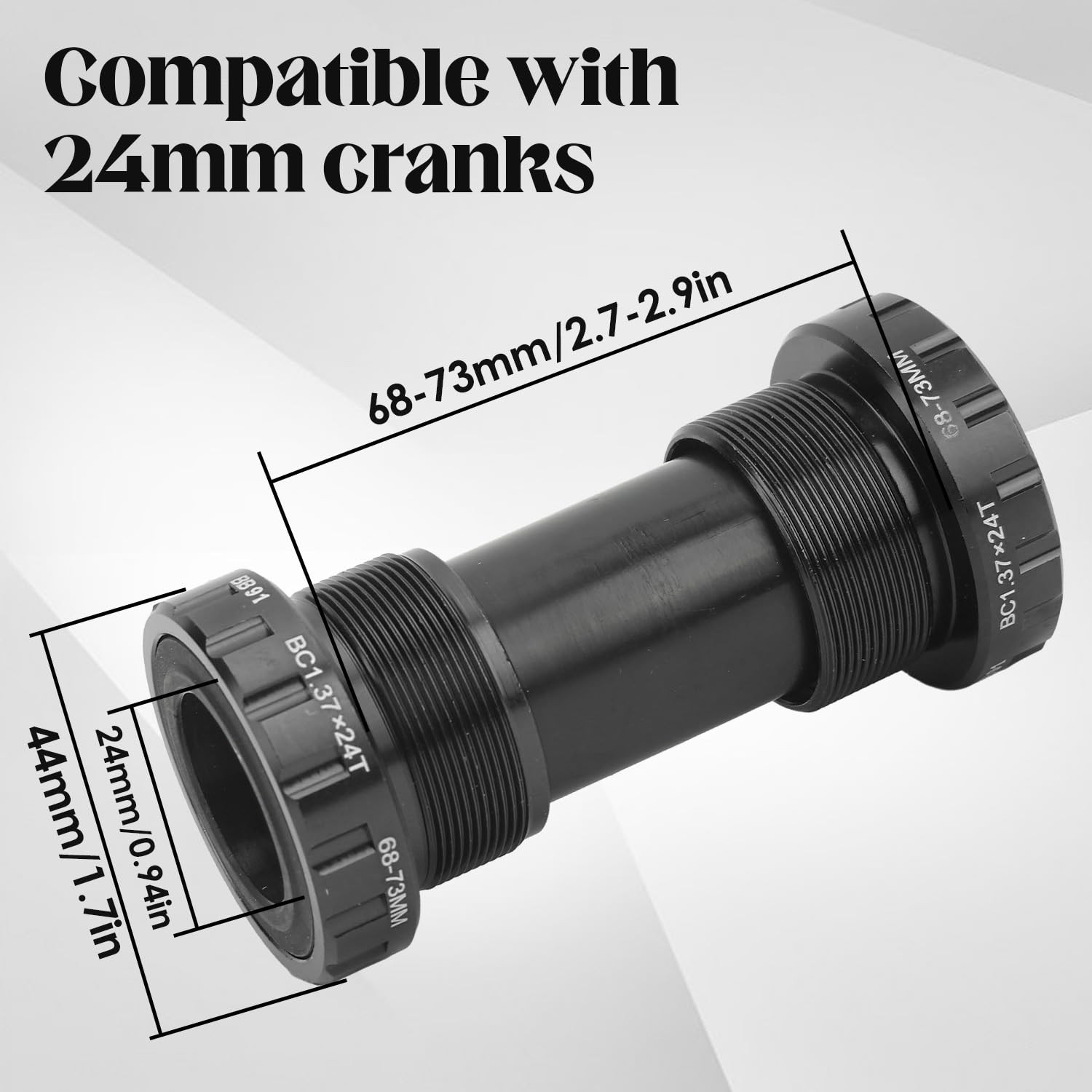 Bottom Bracket Black BB91 68/73mm Twisting Threaded Bike Bottom Bracket MTB S…