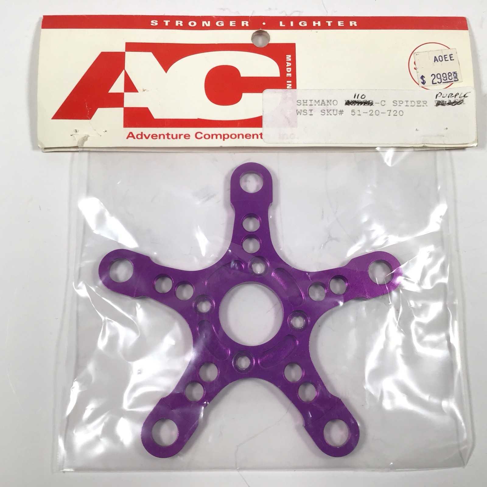 Adventure Components AC Crank Spider 5-Bolt 74/110mm 3DV Purple NOS Vintage MTB