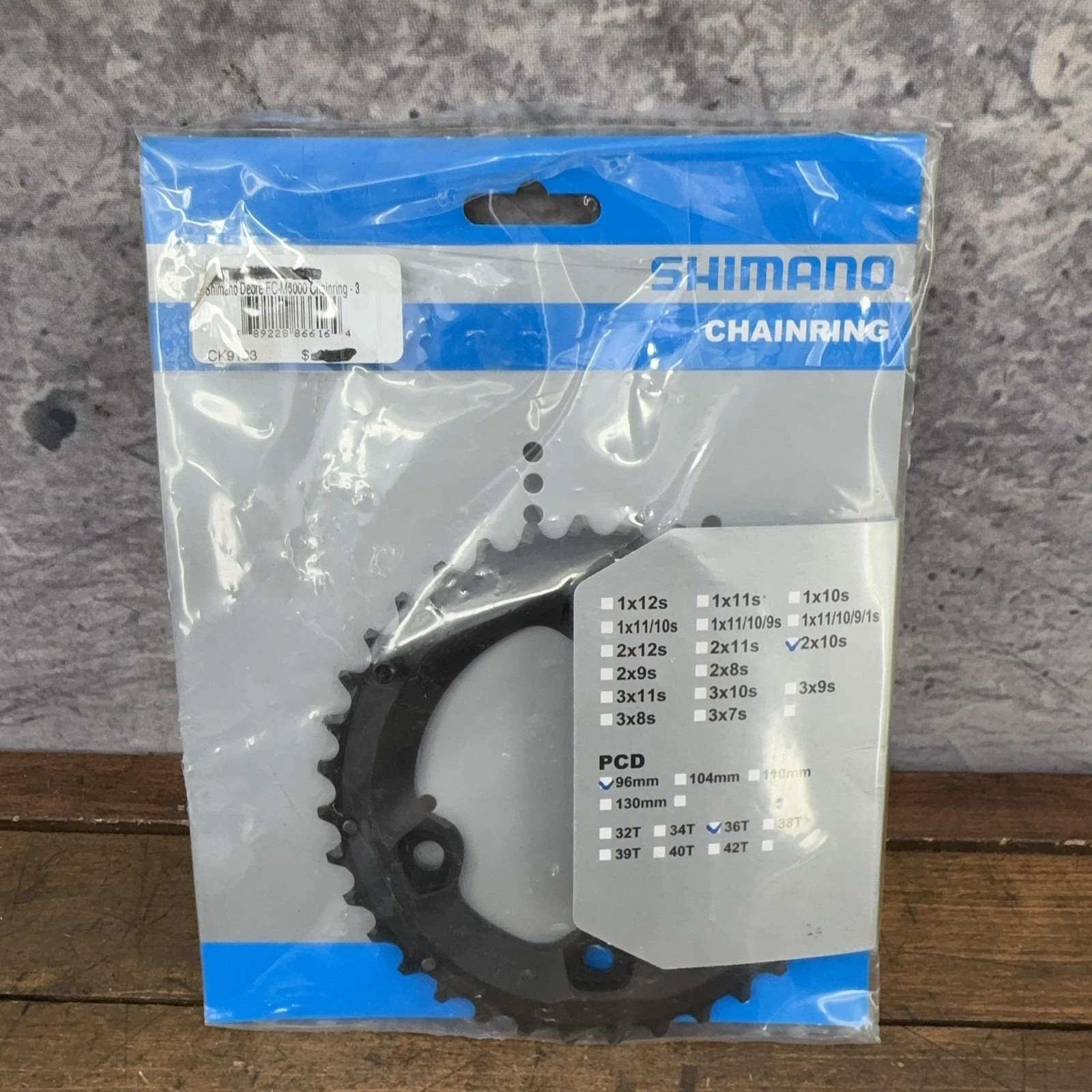 Shimano Deore 36T Chainring 96 BCD 4-Arm Asymmetrical MTB HG-X 2x10s 36 Tooth