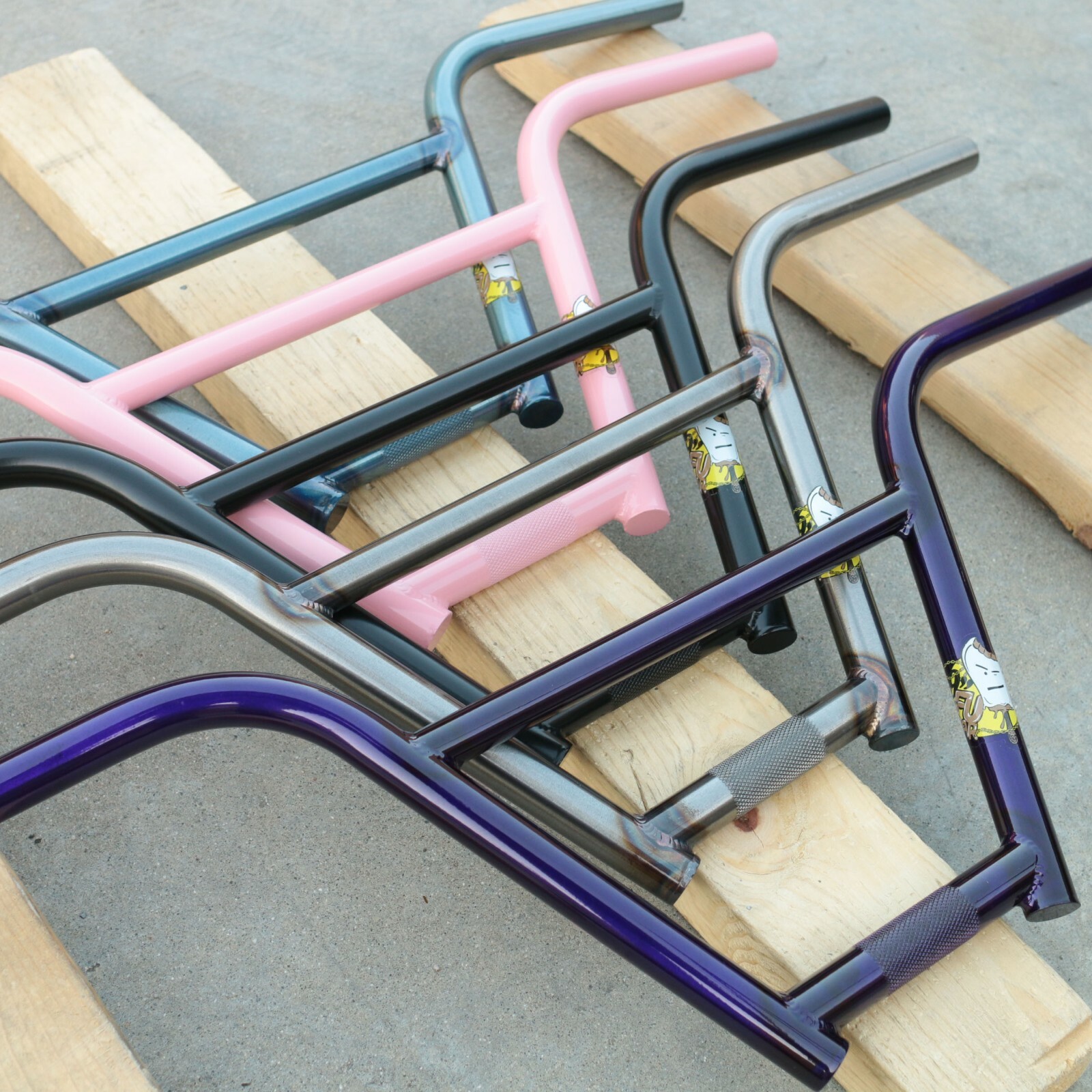 S&M BMX FU 4pc HANDLEBAR BARS BLACK RAW PURPLE SKY BLUE PINK
