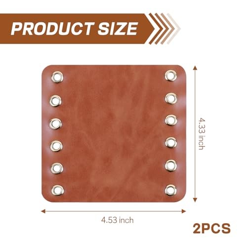2PCS Leather Motorcycle Handlebar Grip Covers, 4.53″ × 4.33″ PU Dark Brown