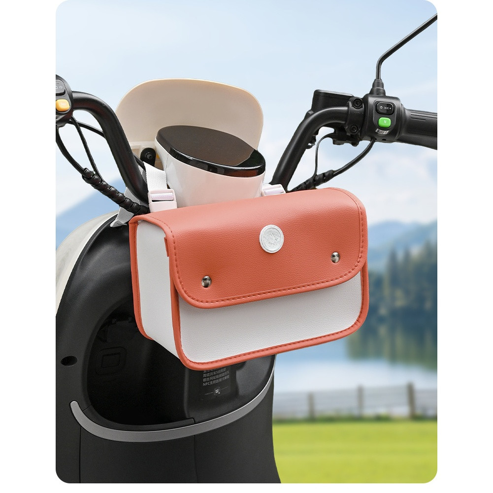 Waterproof Bike Handlebar Pouch 9.65 x 4.33 x 6.69 in Leather Design for E-Bike