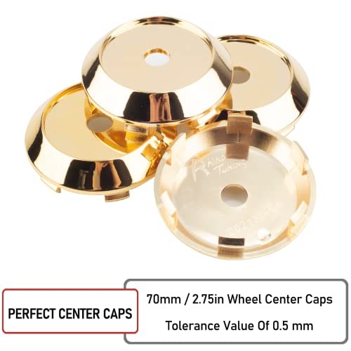 RT 70mm 2.76″ Wheel Center Caps Compatible with XXR 527 OD 70mm, ID 63mm Gold