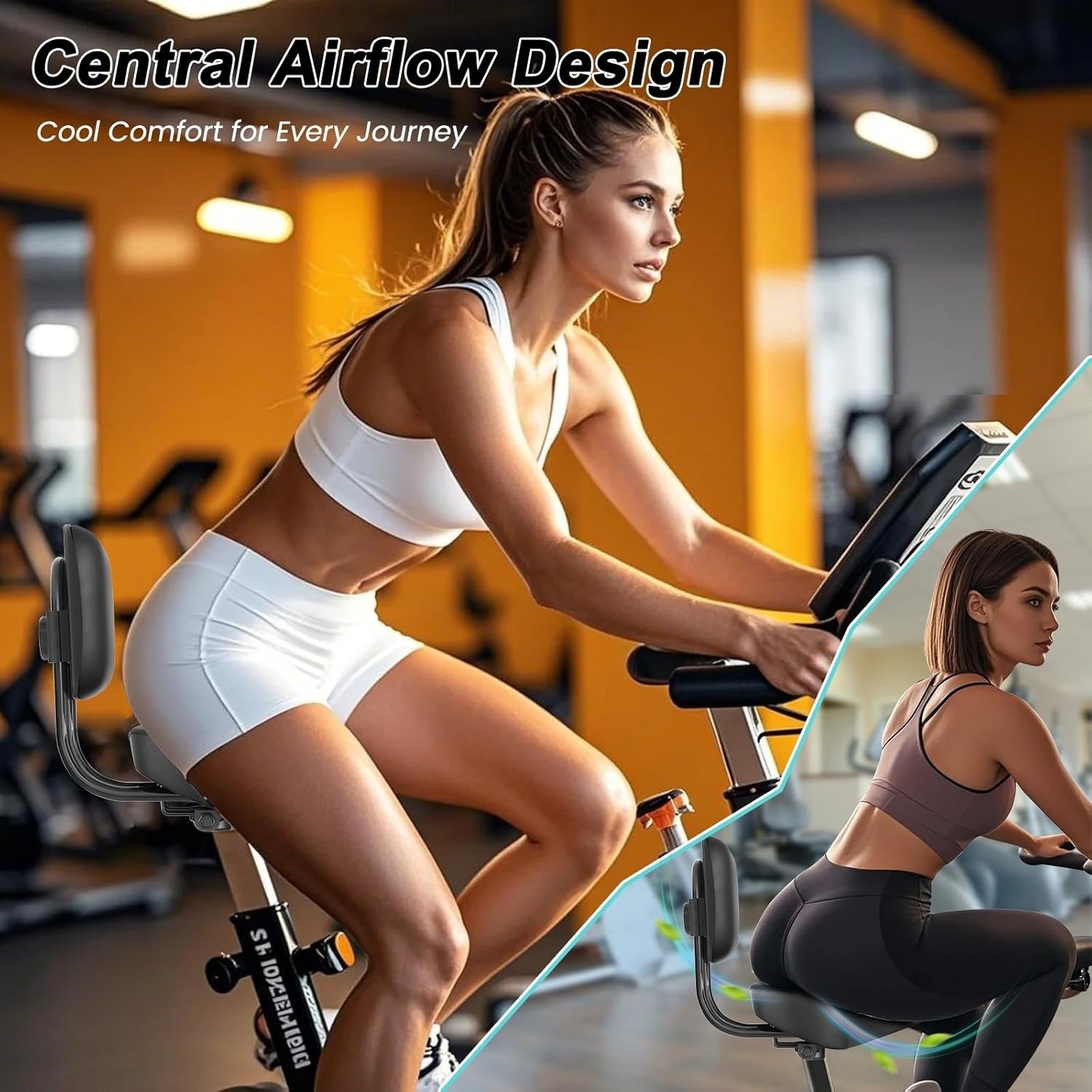 Asiento de bicicleta extragrande con respaldo, acolchado de 11,5″×9,5″ de ancho