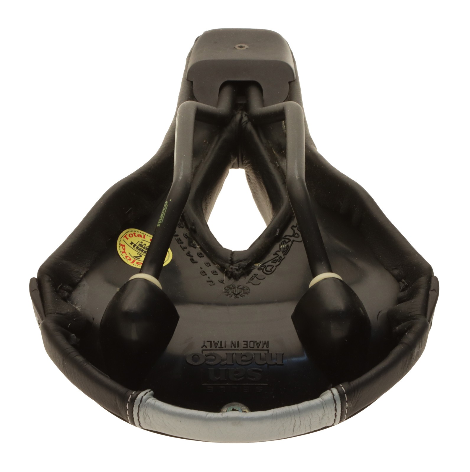 Selle San Marco Aero Saddle Chromoly Rails Black/Gray Leather 1999 NIB NOS NEW