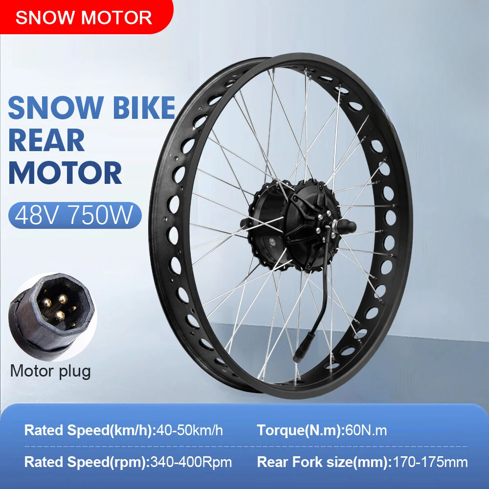 Snow Fat E-bike Conversion Kit 48V 750W Rear Hub Motor Wheel Dropout 170-175mm