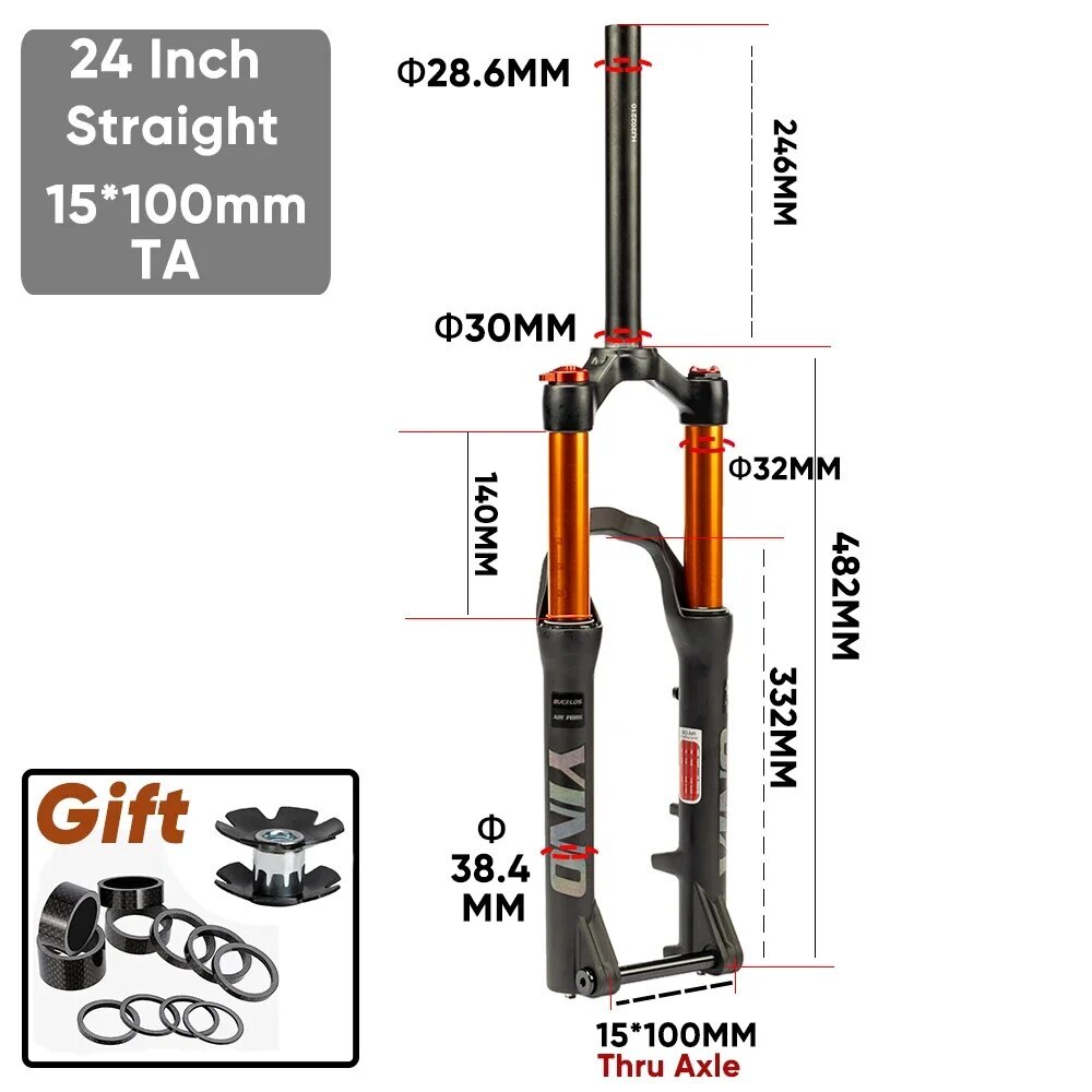 24Inch Travel 120/140mm Disc Brake Mountain Bike Front Suspension Air Fork