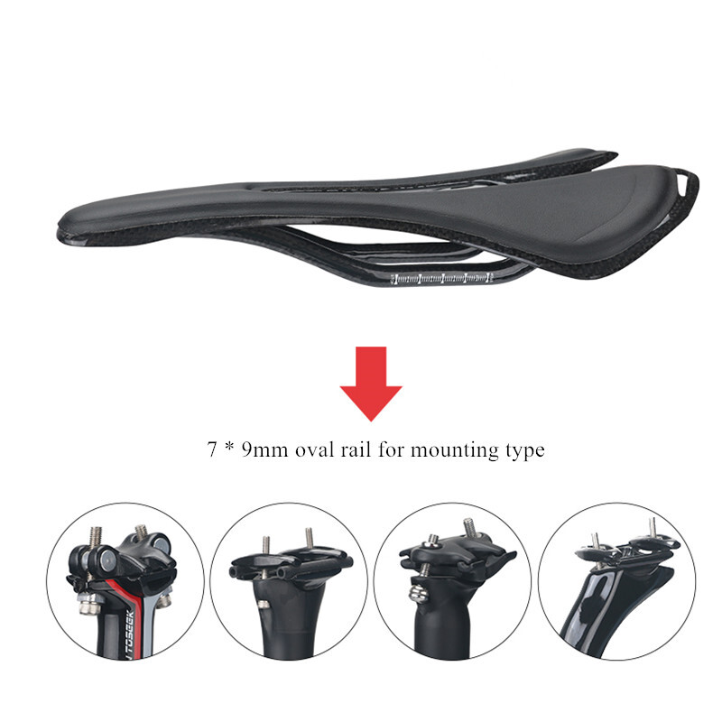 Bicycle Saddle Carbon Fiber Leather Seat Oval Rail MTB Road Racing Bike Saddles