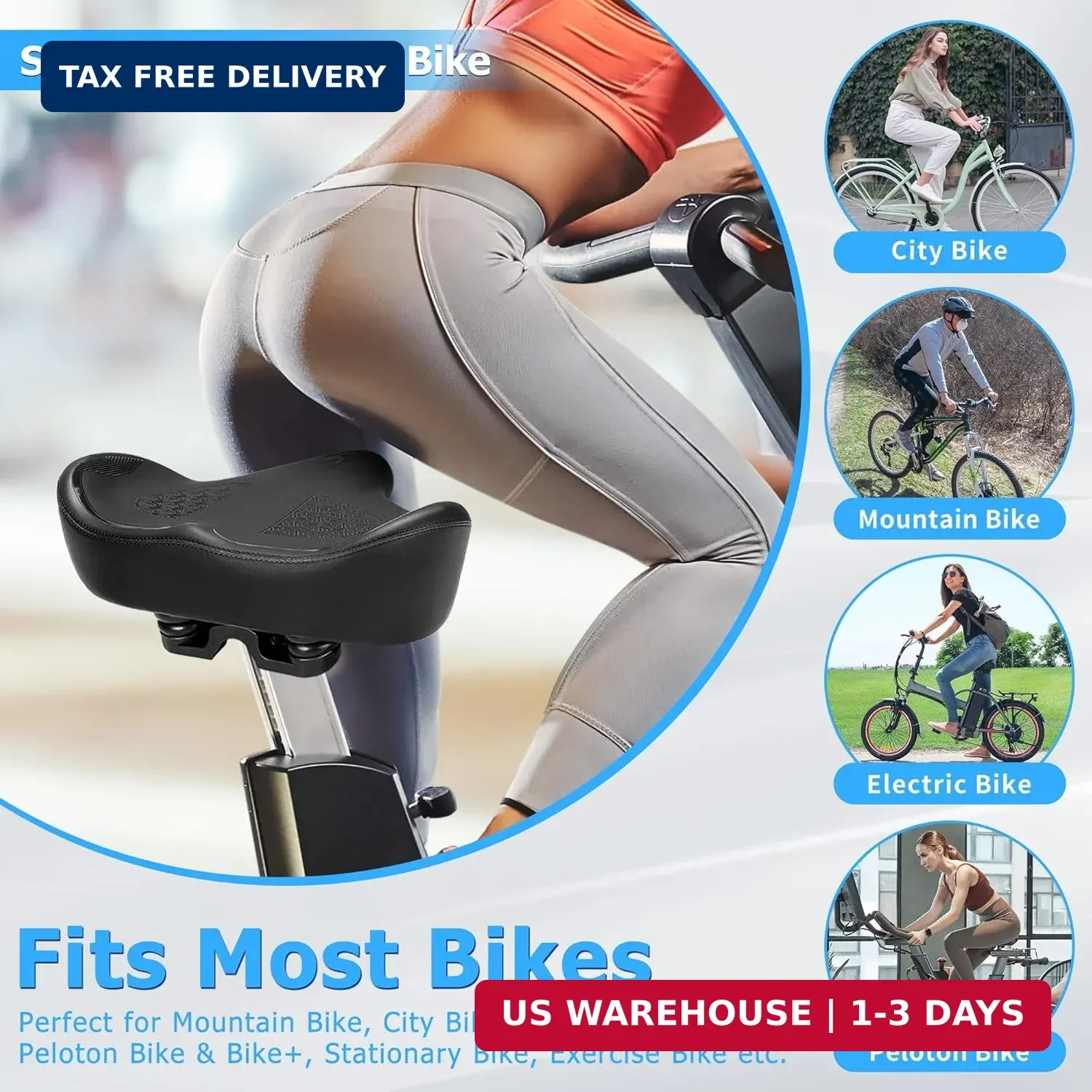 CDYWD Oversized Bike Seat for Men & Women Comfort, Extra Wide Bicycle Seat Cushi
