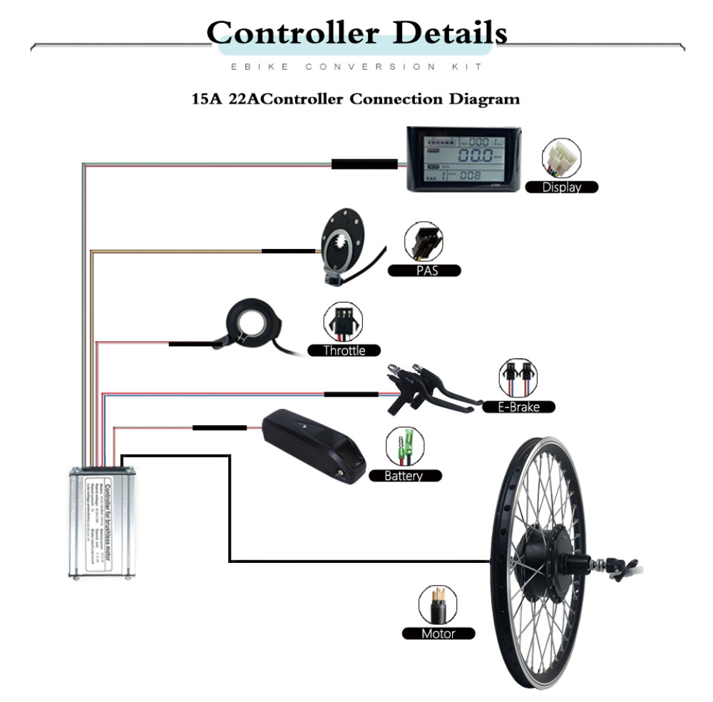 36V/48V 250W-1500W Front/Rear Wheel Hub Motor Electric Bicycle Conversion Kit