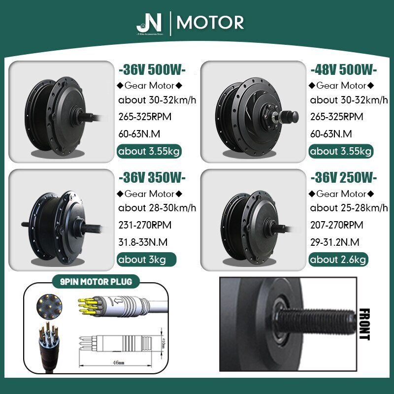 250W 350W 500W Electric Bike Brushless Gear Front Motor Wheel Conversion Kit