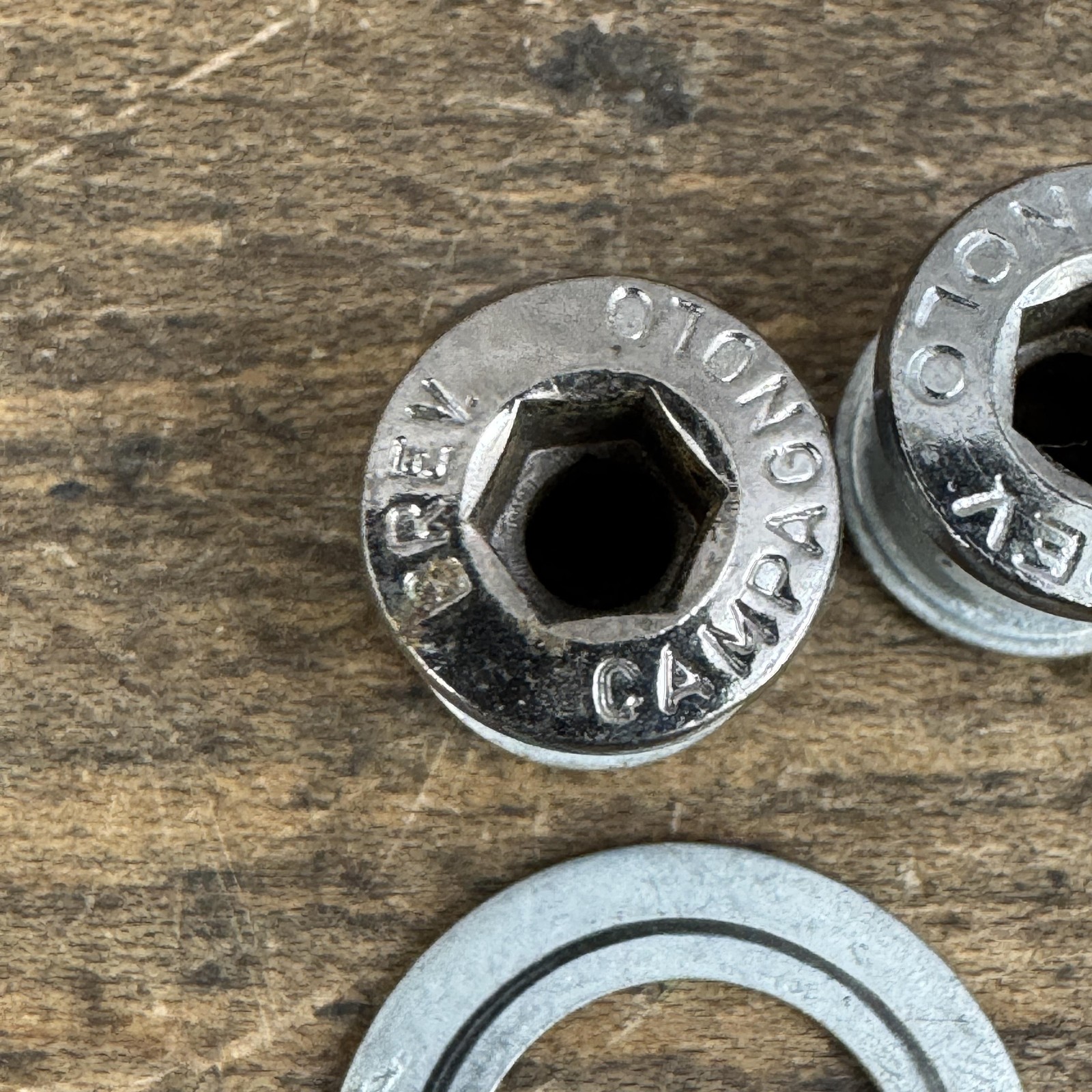 Vintage Campagnolo Triple Chainring Bolts Nuts Washers Kit Silver Drivetrain