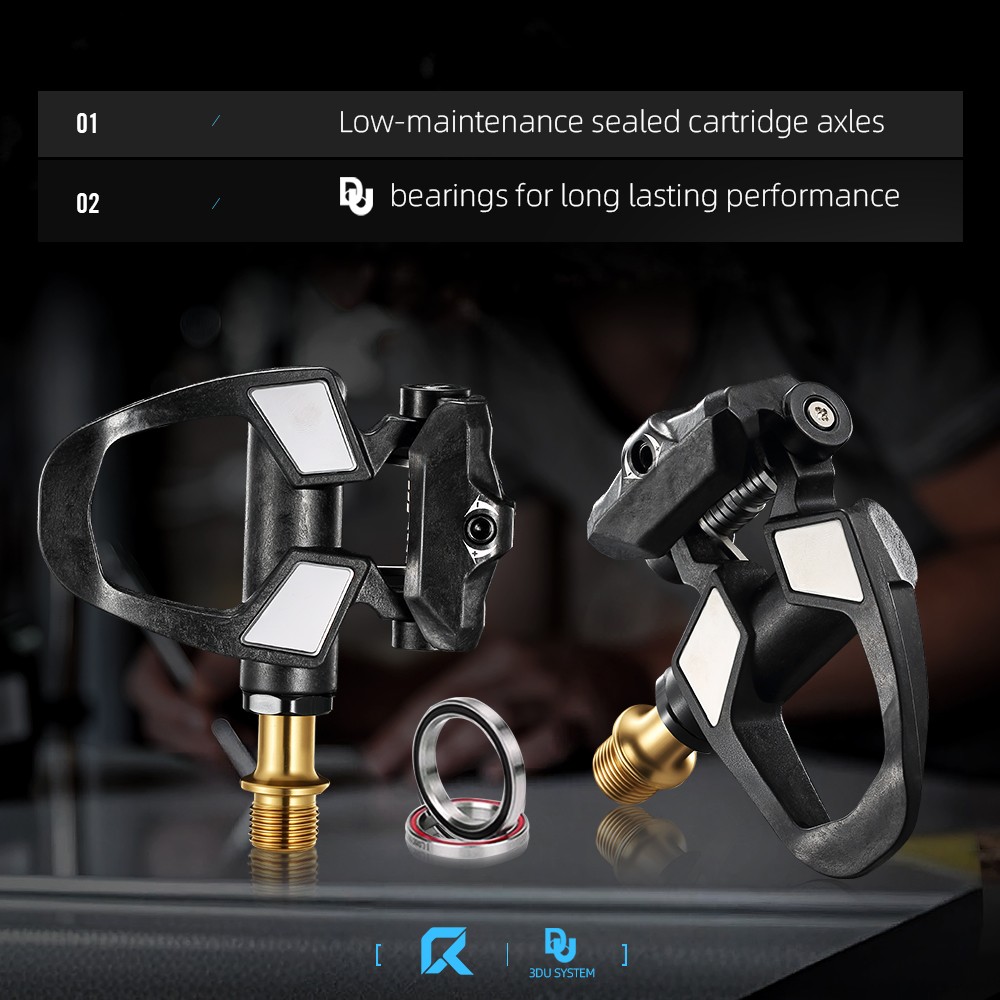 RYET Carbon Road Bike Pedals 198g Titanium Spindle DU Bearings 6° Float SPD