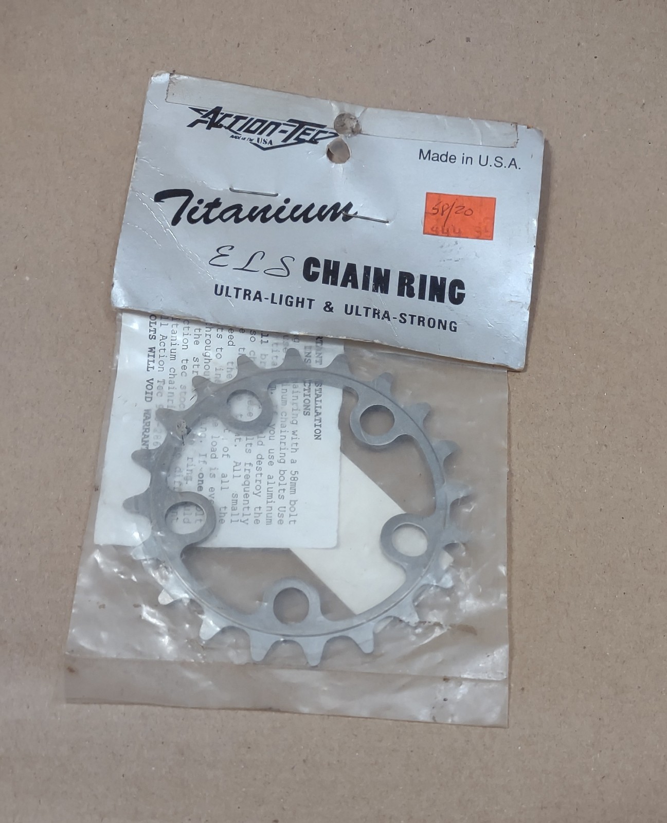 Vintage Bike Action Tec Suntour Micro Drive Titanium Chainring 20 Tooth 56 mm