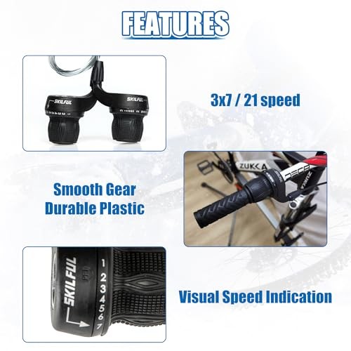 21-Speed Twist Shifter Lever – 3×7 Speed – Black – 3×7 Speed with Grips