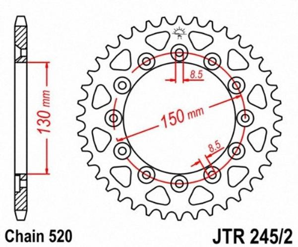 51T Steel Rear Sprocket R245/2.51 – Number of Teeth: 51