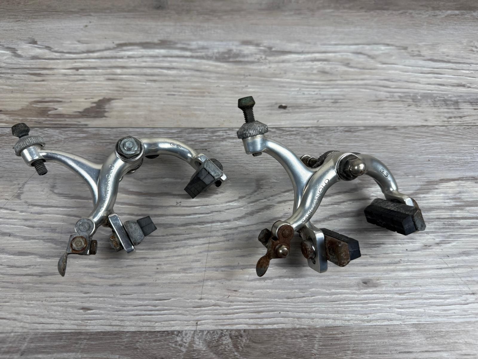 Vintage Campagnolo G.S. Caliper Brakes Set Silver GS Road Bike Side Pull Italy