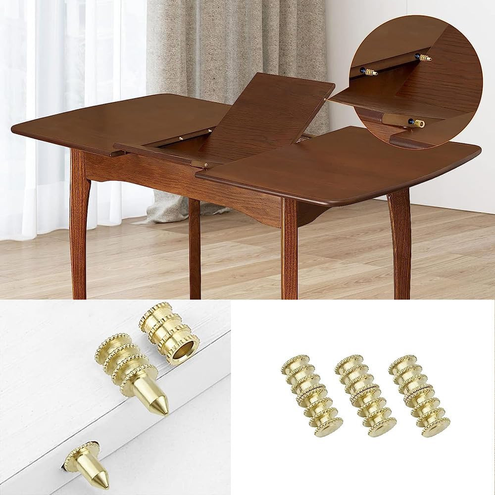 15Pcs Brass Table Leaf Dowel Pin Table Bolt Sleeve Connectors Table Leaf Hardwar