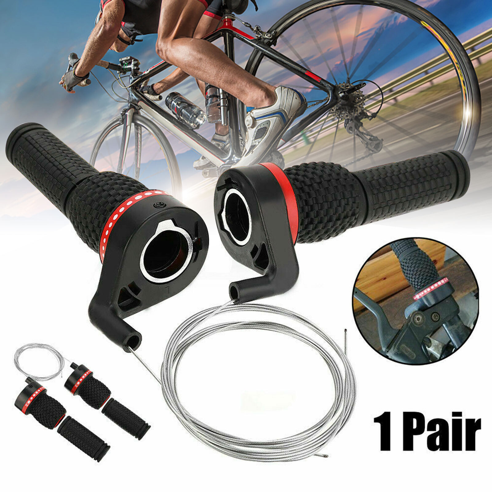 Bicycle Shift Levers Mountain Bike Handlebar Twist Grip Handle Gear Shifter Set