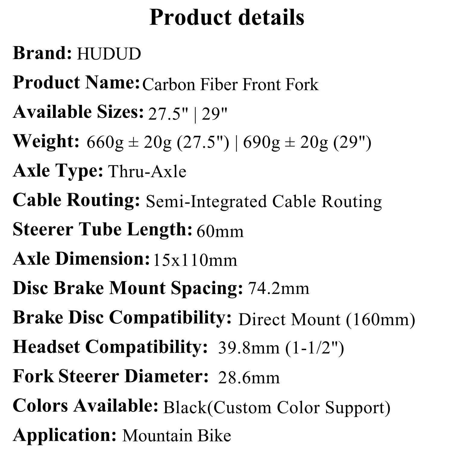 29/27.5 Inches Full Carbon Fiber MTB Bicycle Front Fork 110*15MM BOOST