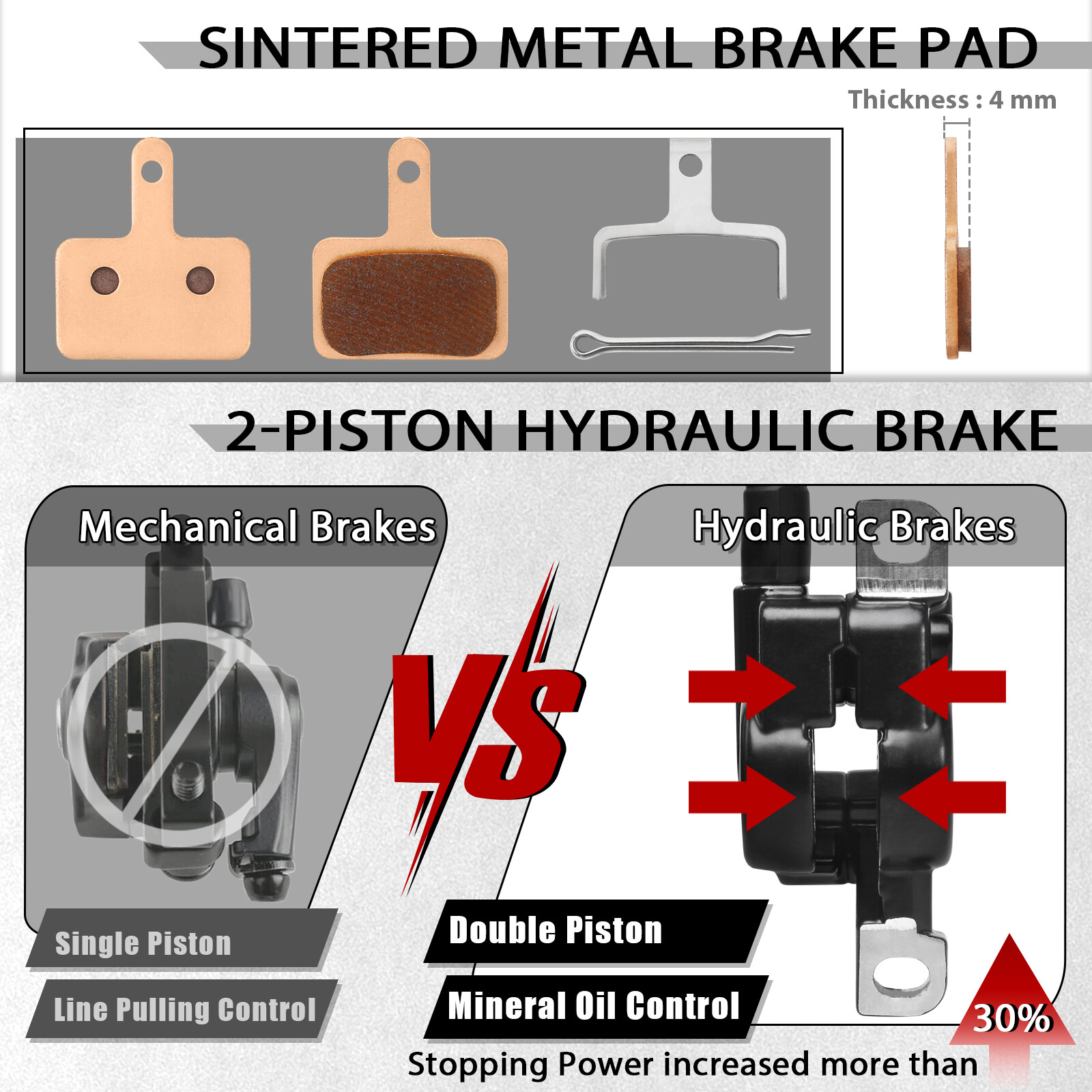 BUCKLOS HD-E635 Hydraulic Brake Front&Rear 1100mm/1800mm E-Bike 2pc 160mm Rotor