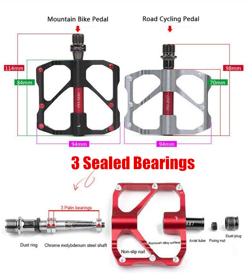 PROMEND Ultralight Carbon Titanium Bicycle Pedal MTB Road Bike Pedal 3 Bearings
