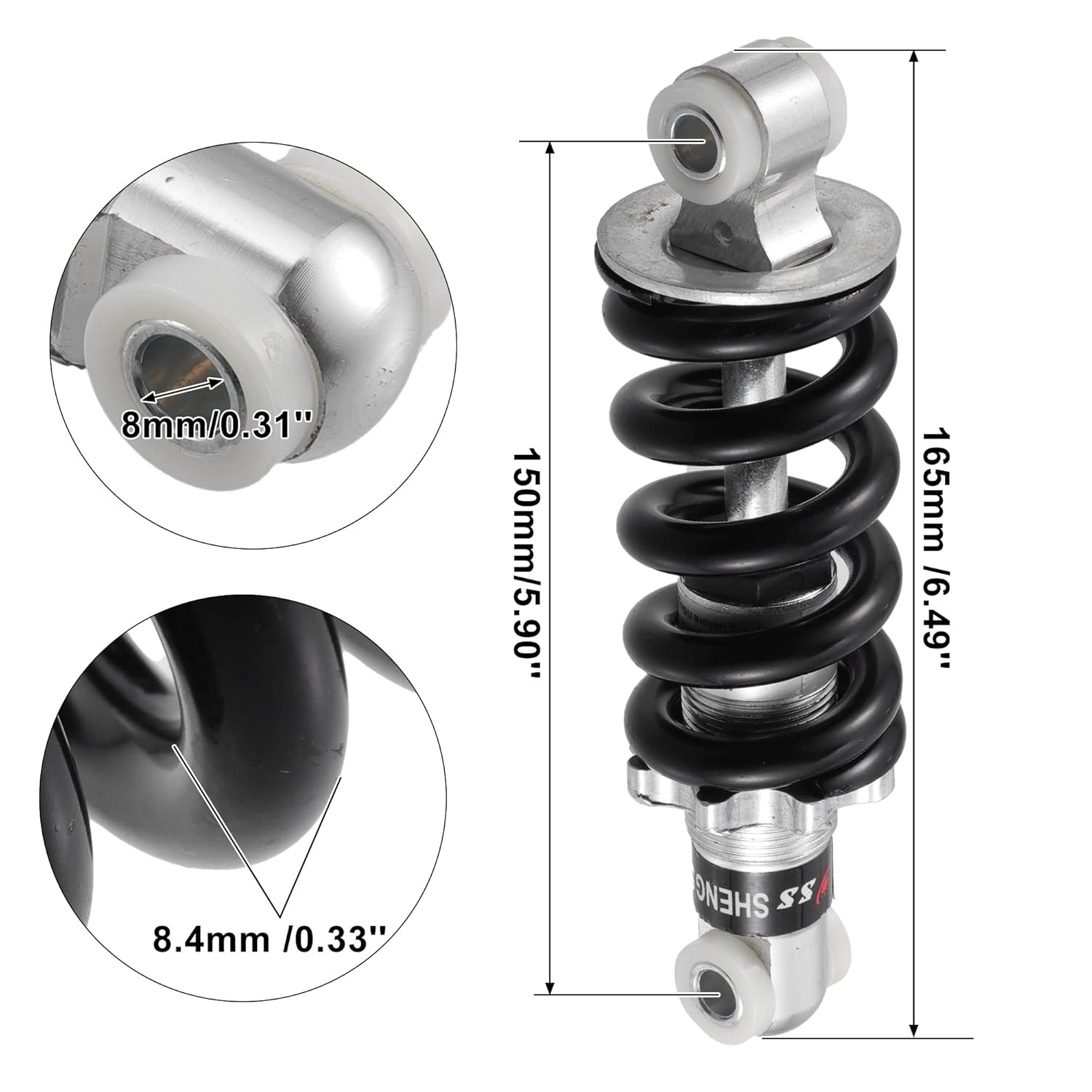 Rear Shock Absorber 150mm 1500LBS Rear Shock Damper Mountain Fold Bike