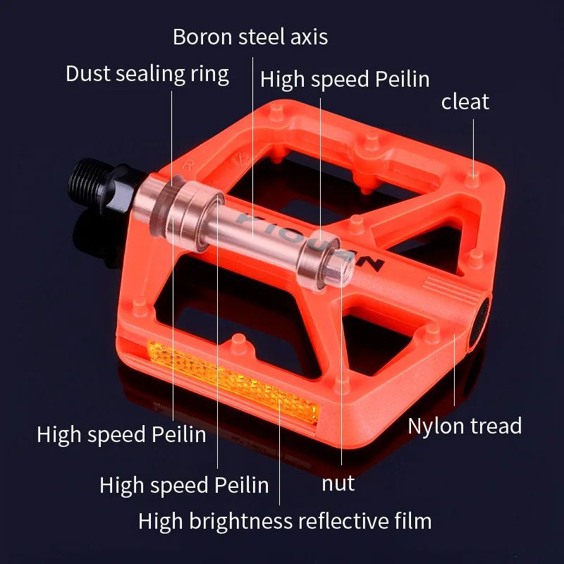 Non-Slip Wide Platform Bike Pedals for BMX, MTB & E-Bikes – 9/16″ Nylon Bearings