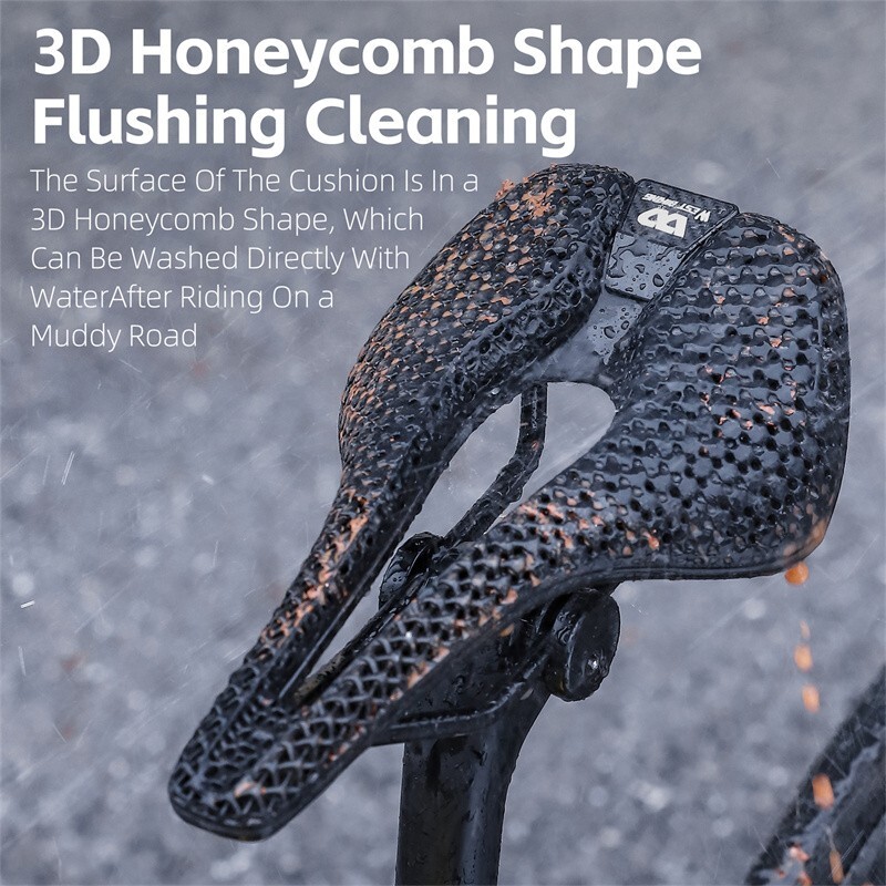 WEST BIKING Hollow Short Nose 3D Printed Bicycle Honeycomb Seat Saddle Cushion
