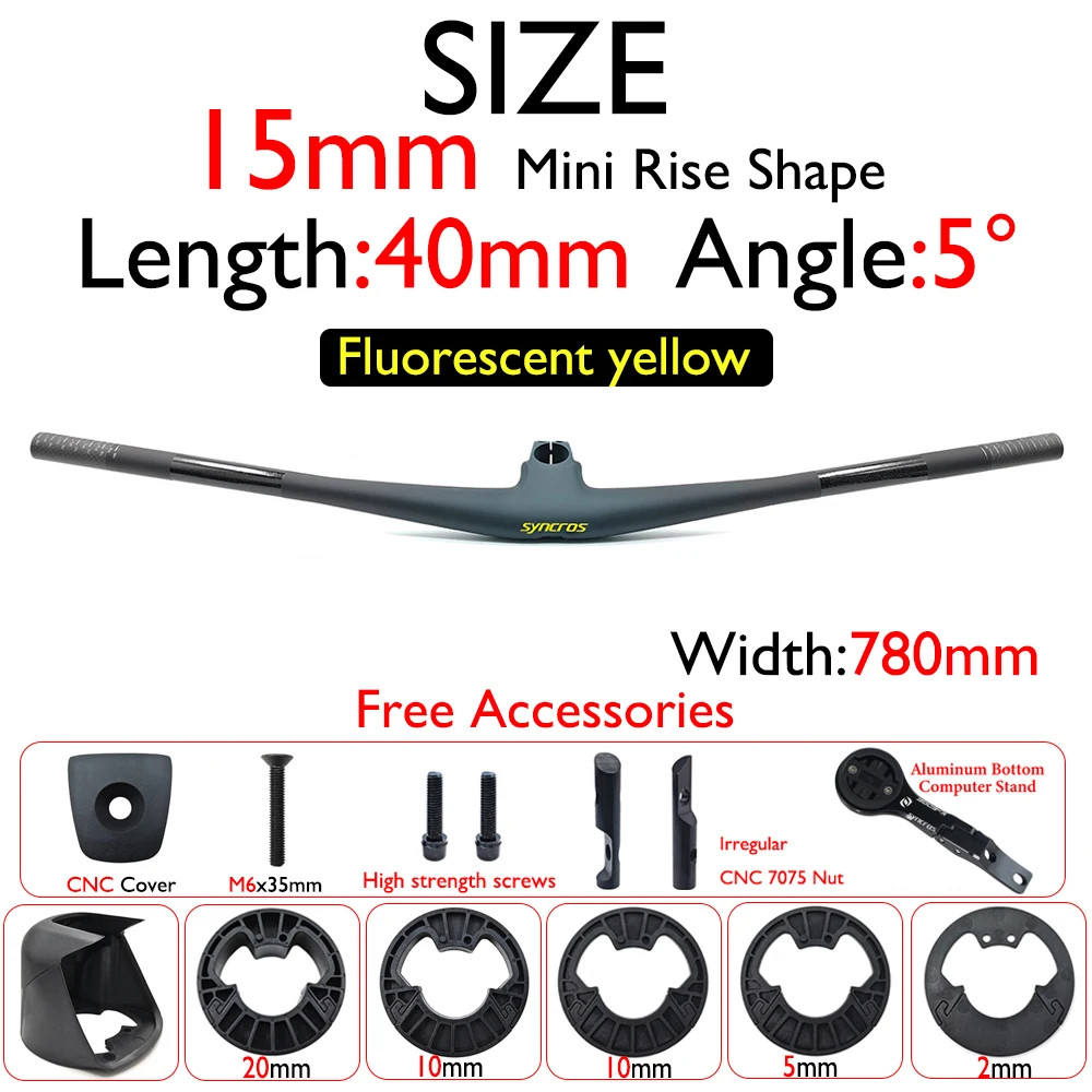 Carbon Fiber Mountain Bike Handlebar Integrated Handlebar 28.6mm 4°/5° Angle