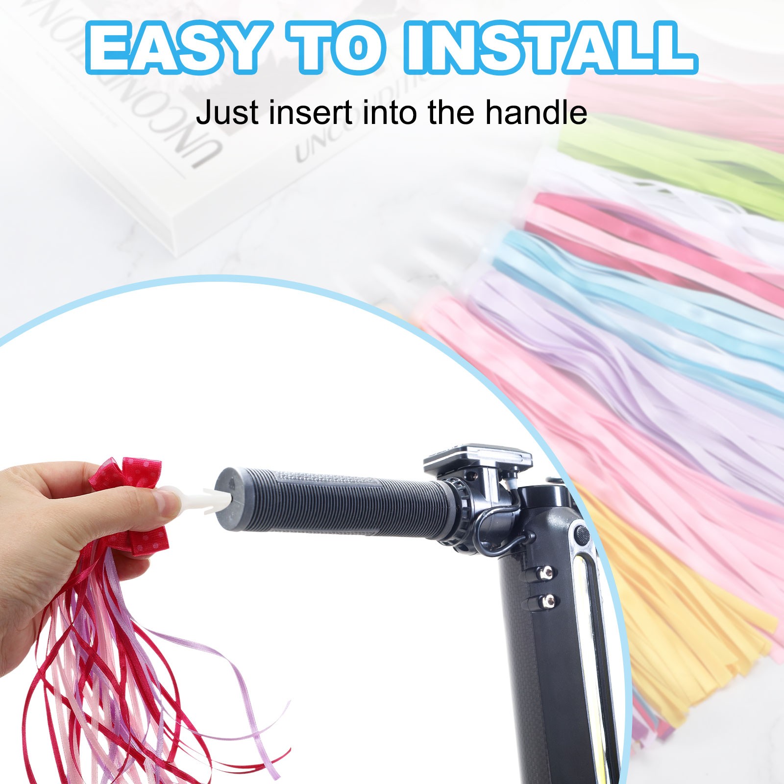 4Pcs Bike Streamers Scooter Handlebar Tassels Grip Ribbon Rose Red Purple