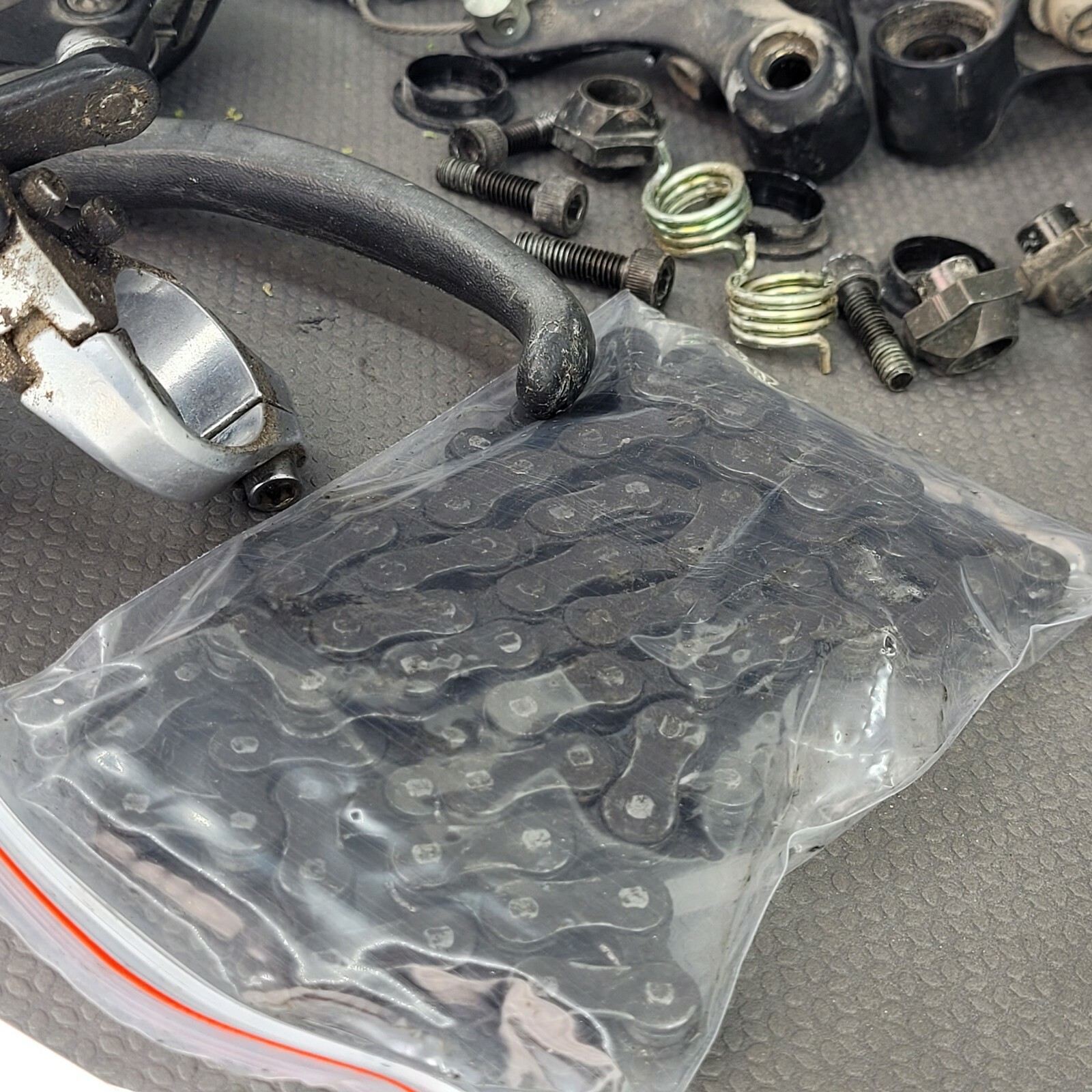 Vintage Lot 15+ Bicycle Parts Derailleurs Calipers Kickstand Levers Grips Chain