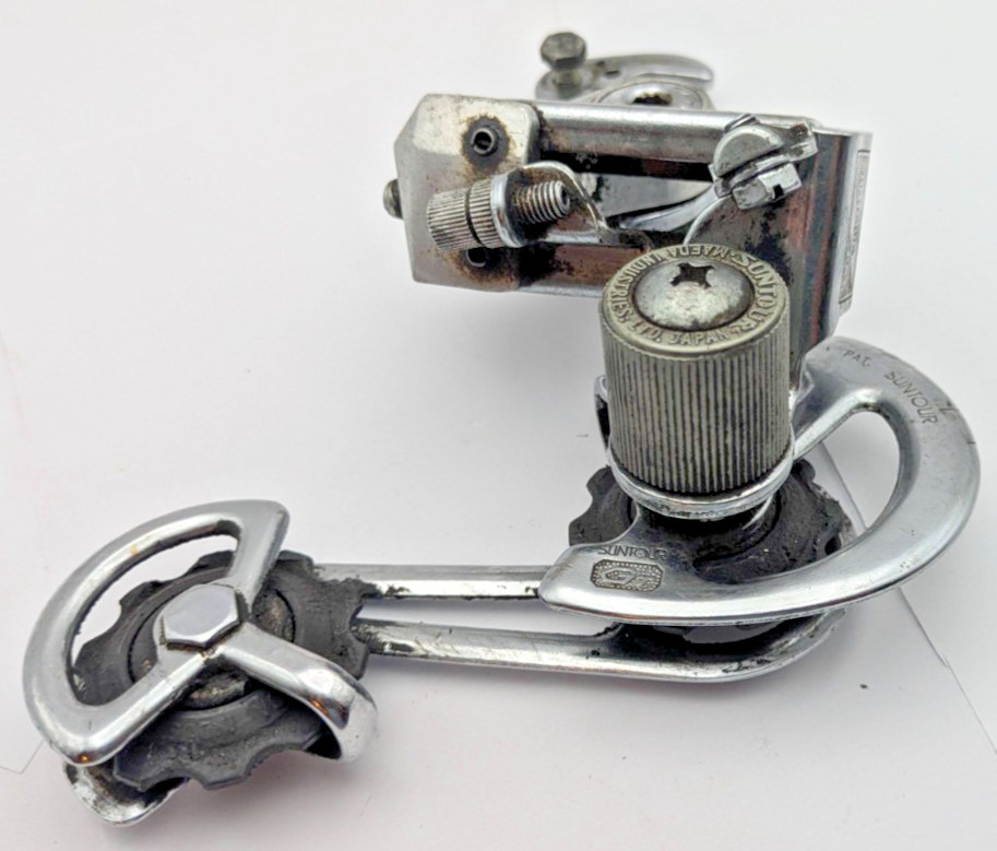 RALEIGH SUNTOUR 7 GT REAR DERAILLEUR SILVER LONG CAGE W/ REMOVABLE HOOK HANGER