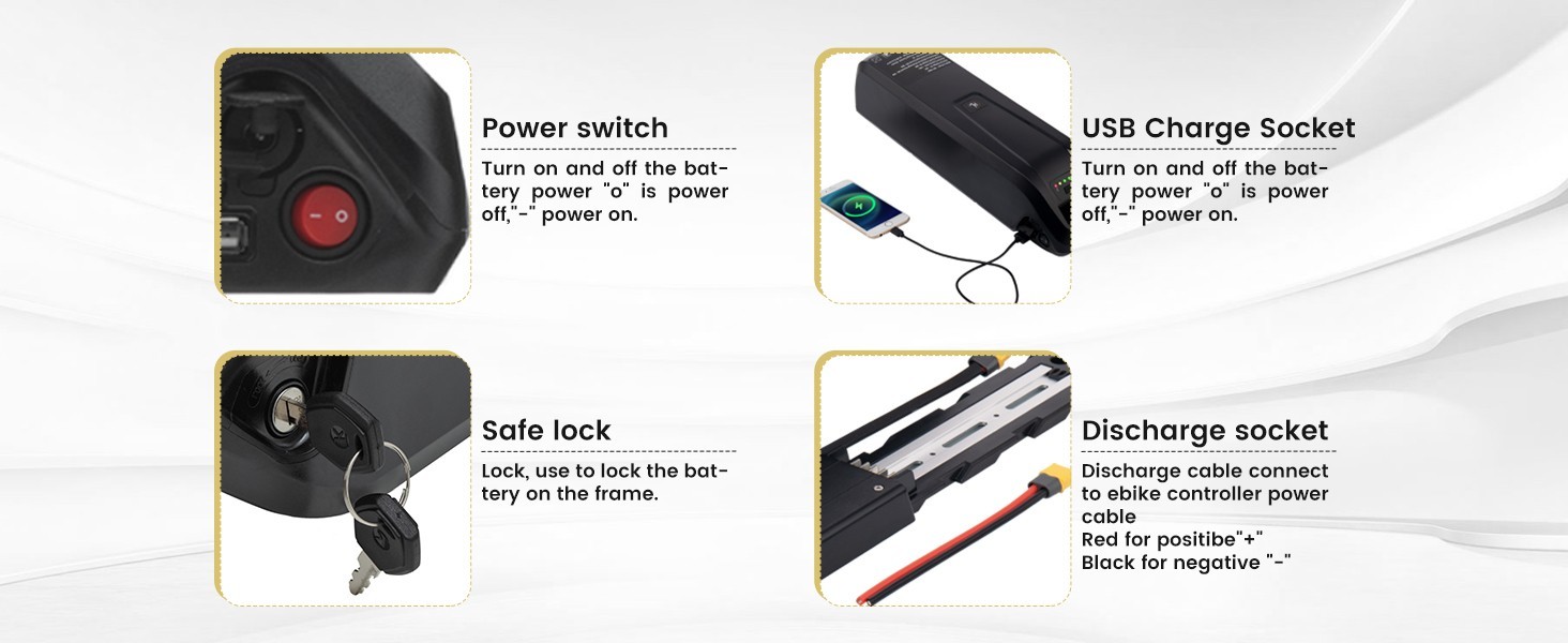 36V 48V 52V Hailong Lithium Ebike Battery BMS 5-Pin ≤2000W Electric Bike Motor