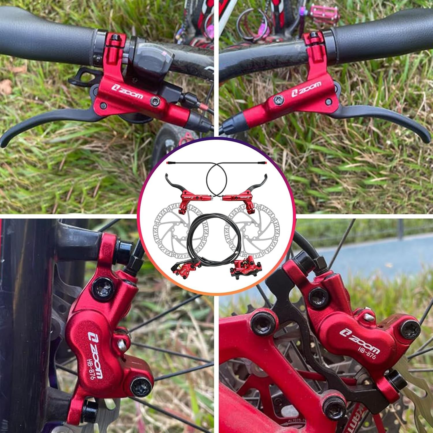 Z00M HB876E 2-PIN 4-Pistons E-Bike Electric Power-Off Hydraulic Brake Set
