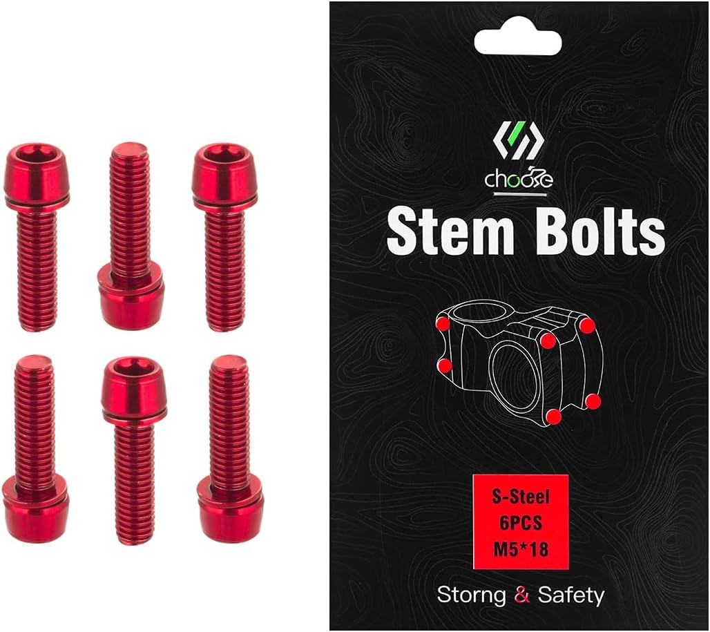 CNC Bike Stem Bolts，Stem Bolts for Bmx/Mtb/Road Bike with Washers（Red/Blue/Orang