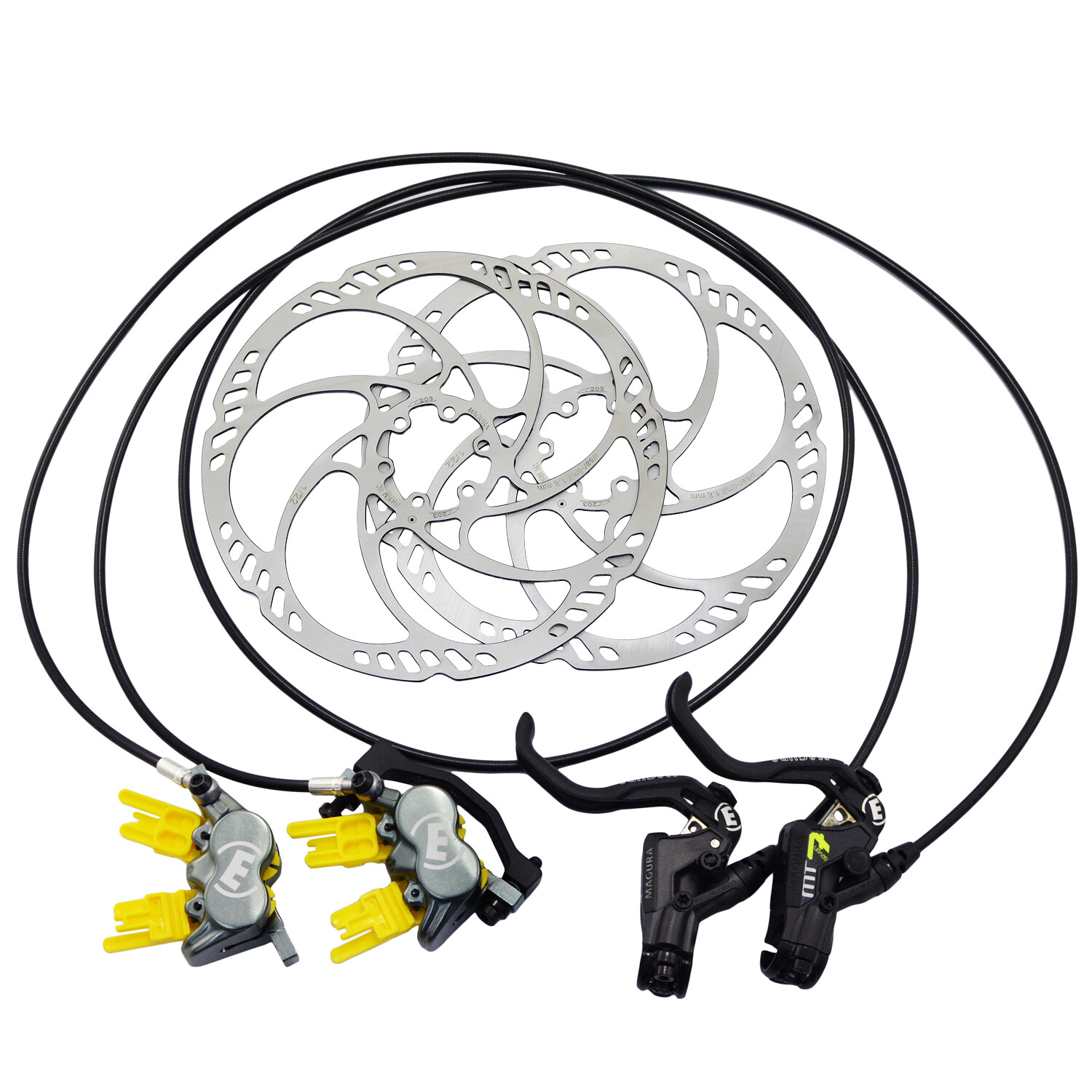 Magura MT7 Pro 4-Piston Post Mount Hydraulic Disc Brake Set w/ 203mm Rotor (F+R)