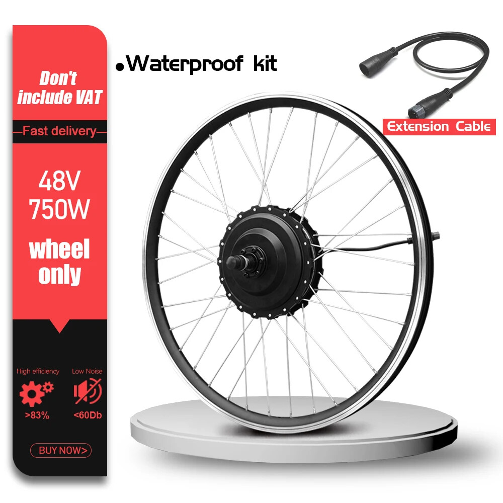 48V 750W Electric Bike Conversion Kit Waterproof Plug Rear Brushless Hub Motor