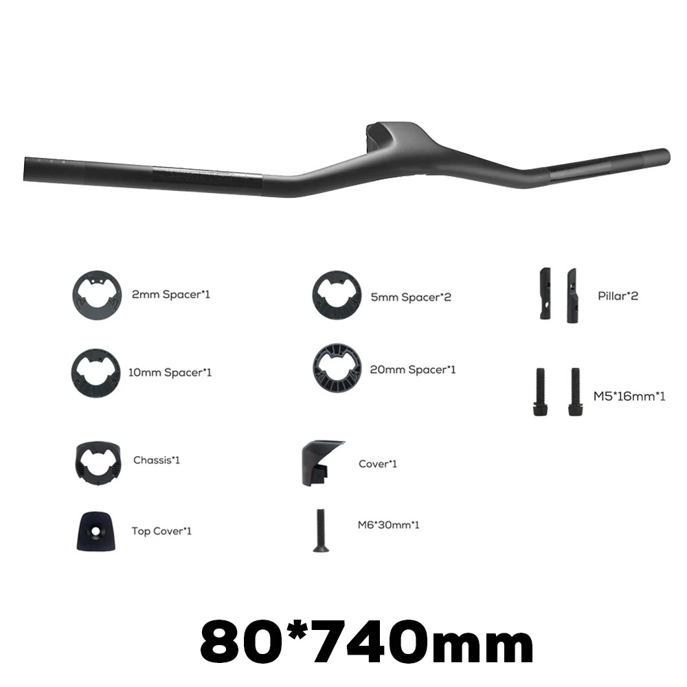 Full Carbon 740MM -40° Integrated MTB Bicycle Handlebar 70-100mm Matte Riser Bar