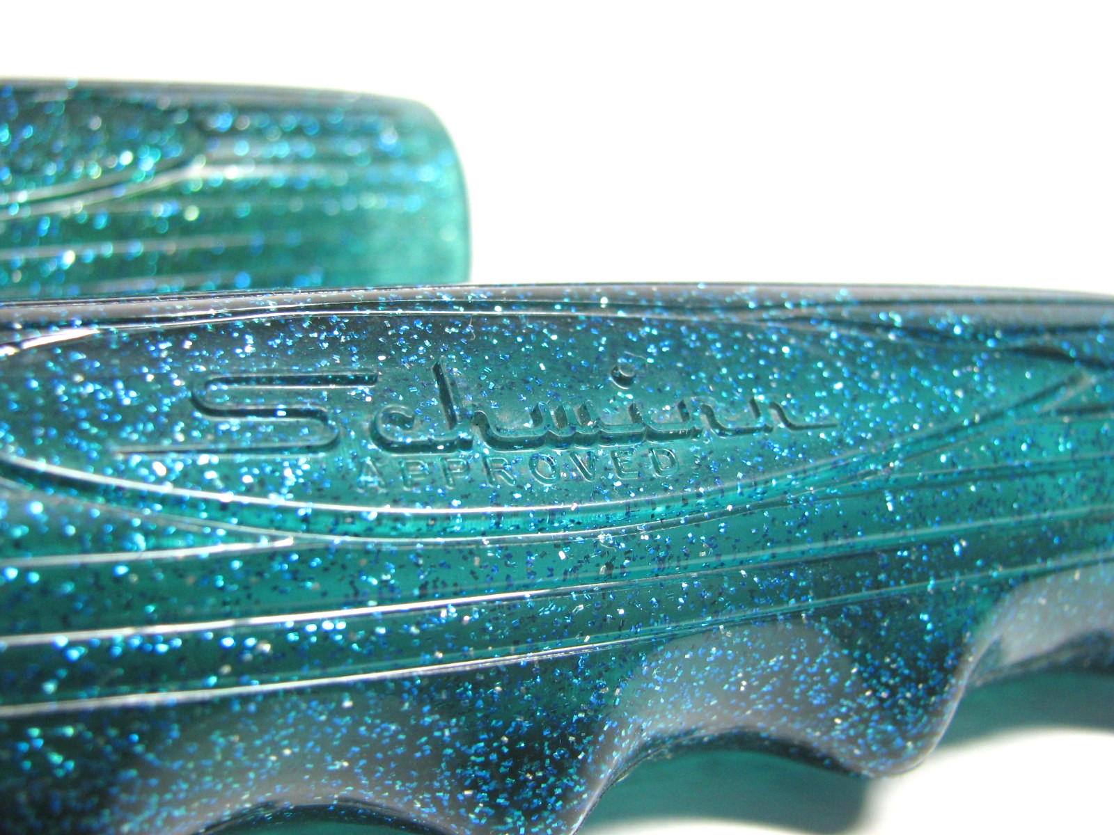 1970s 1980s Vintage Schwinn Handlebar Ends Grips Blue Turquoise Glitter set of 2