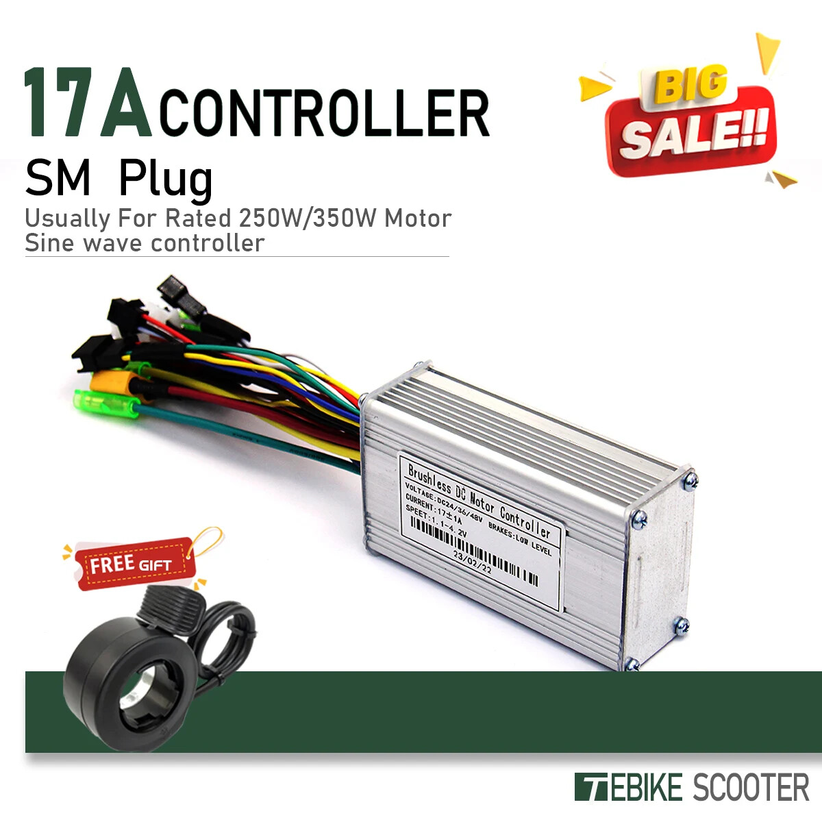 E-bicycle Sine Wave 3 Mode Controller 17A 26A 30A 40A 4V/36V/48V/52V Controller