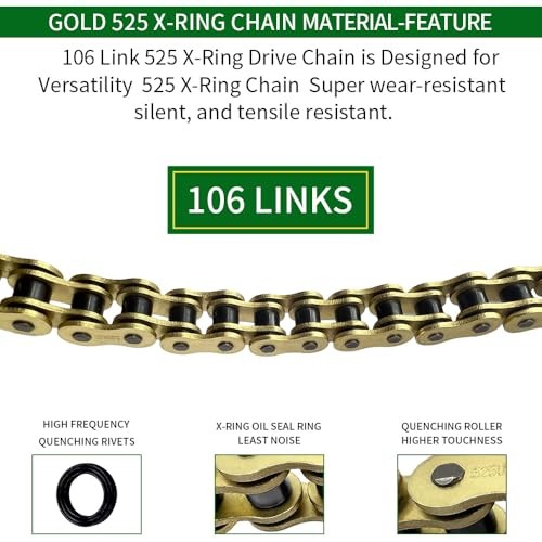 Gold 525 X-Ring Chain06 Links Motorcycle Chain with Connecting 106 links 1