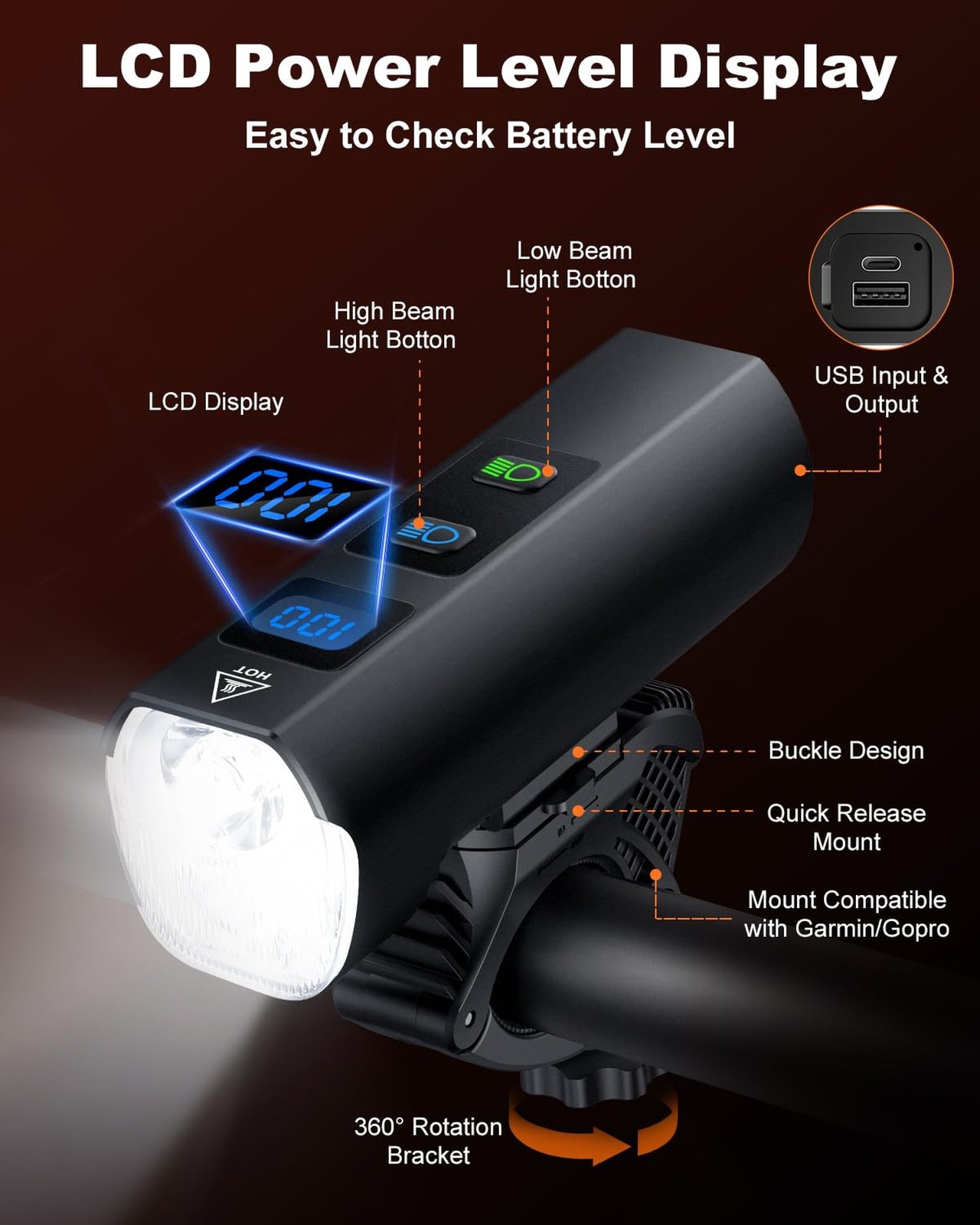 2026 New Bike Lights for Night Riding, 5000mAH Rechargeable Bicycle Lights Fr…