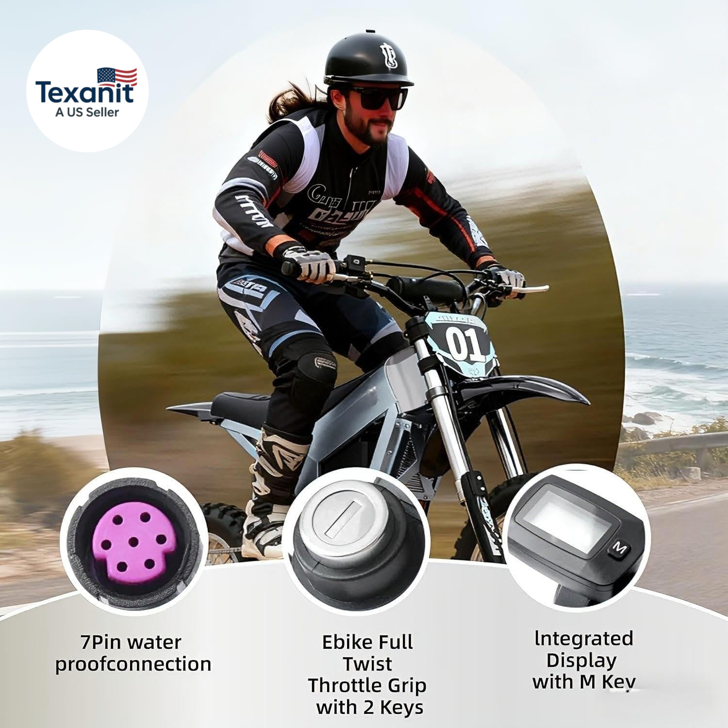 48V Throttle Grip with M Key,Featuring LED Display,Compatible with Tutto Tutti S