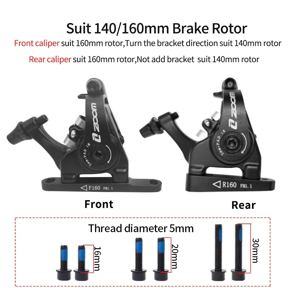 Zoom Xtech Cycle Hydraulic Disc Rotor Brake Set for Road/MTB/E-Bike etc.Red