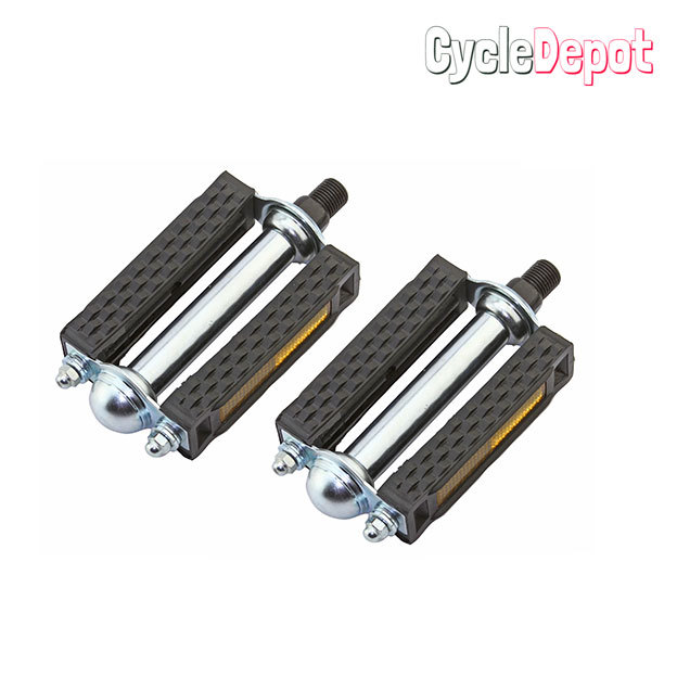 NEW! Bike Vintage Square Style Bicycle Pedal Block Pvc Pedals 1/2″ Black/Chrome