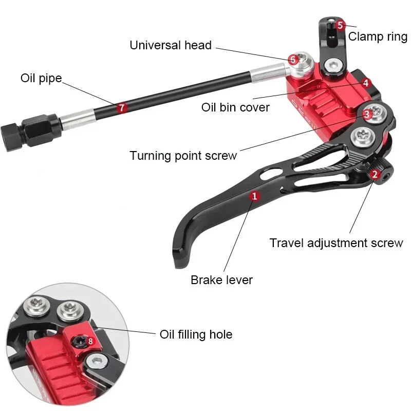 4-piston MTB Bicycle Hydraulic Brakes Mineral Oil Disc Brake Caliper 800/1550mm