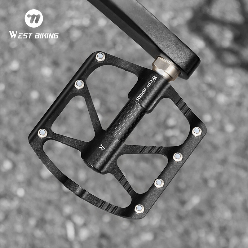 WEST BIKING Bicycle Pedals Carbon Fiber Axle Bike Pedals 3 Bearing 9/16 in Black