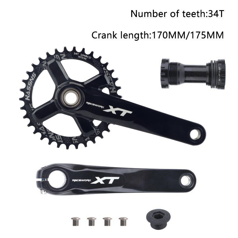 170/175mm 104BCD Crank Arms Mountain Bike Crankset Chainring 32/34/36/38/42/42T